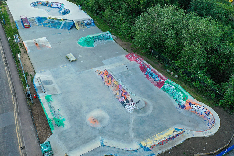 Picture of skate park from above